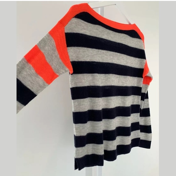 J.CREW NAVY GRAY ORANGE STRIPE CASHMERE SWEATER SIZE SMALL NWOTS! - Picture 5 of 16